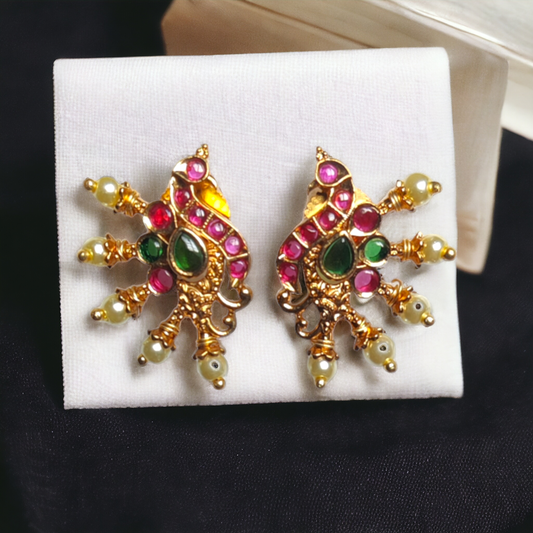 Temple jewellery, ethnic earrings, fashion jewellery, Traditional Earrings, Ganesh Lakshmi Earrings, Jhumka