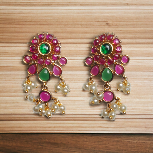 Temple jewellery, ethnic earrings, fashion jewellery, Traditional Earrings, Ganesh Lakshmi Earrings, Jhumka