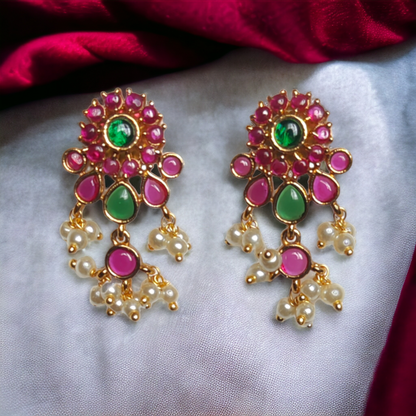 Ethnic Multi Color Kundan Earrings