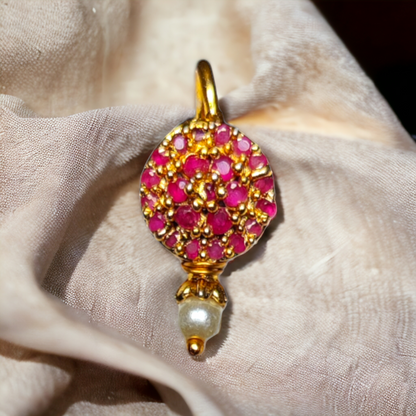 Nose Pin - Pink Stone With Pearl
