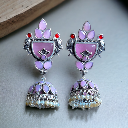 Pastel Purple Kundan & Pearl Jhumka - XJ48