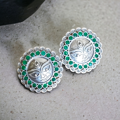 Maa Durga Studs - Diameter: 3.4cms - XJ55