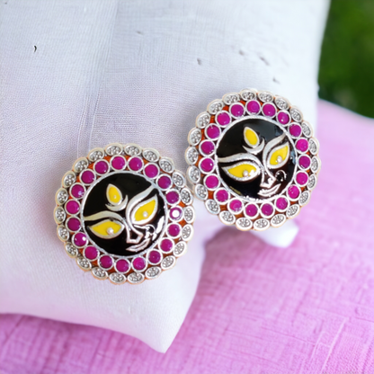 Maa Durga Studs - Diameter: 3.4cms - XJ55