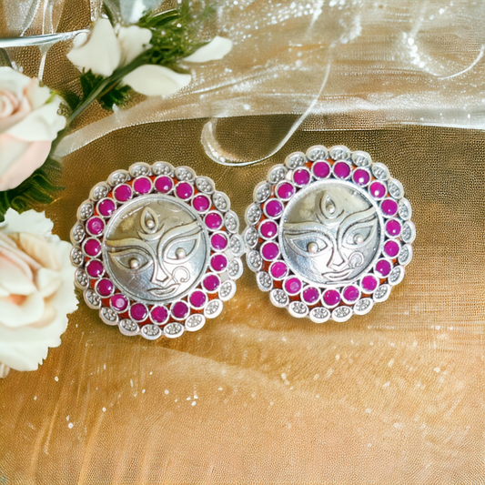 Maa Durga Studs - Diameter: 3.4cms - XJ55