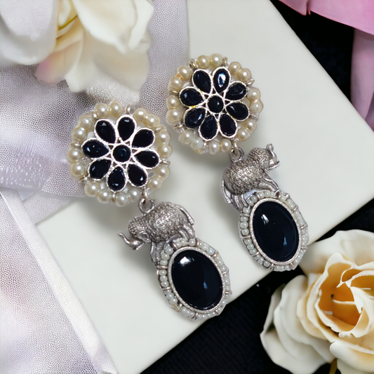 Black Kundan Earrings - XJ49