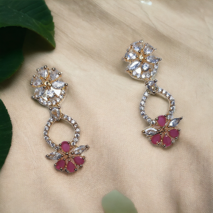Pink Stone Necklace Set - AD01