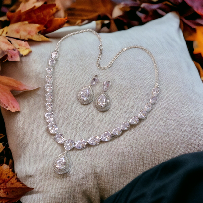 White Stone Necklace Set - AD02