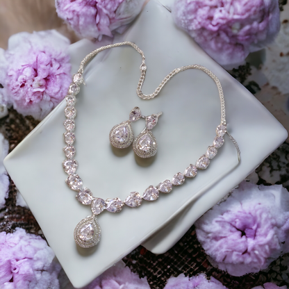 White Stone Necklace Set - AD02