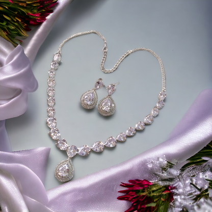 White Stone Necklace Set - AD02