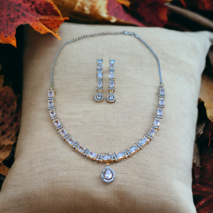 White Stone Necklace Set - AD03