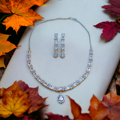 White Stone Necklace Set - AD03