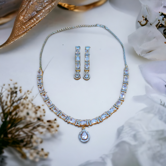 White Stone Necklace Set - AD03