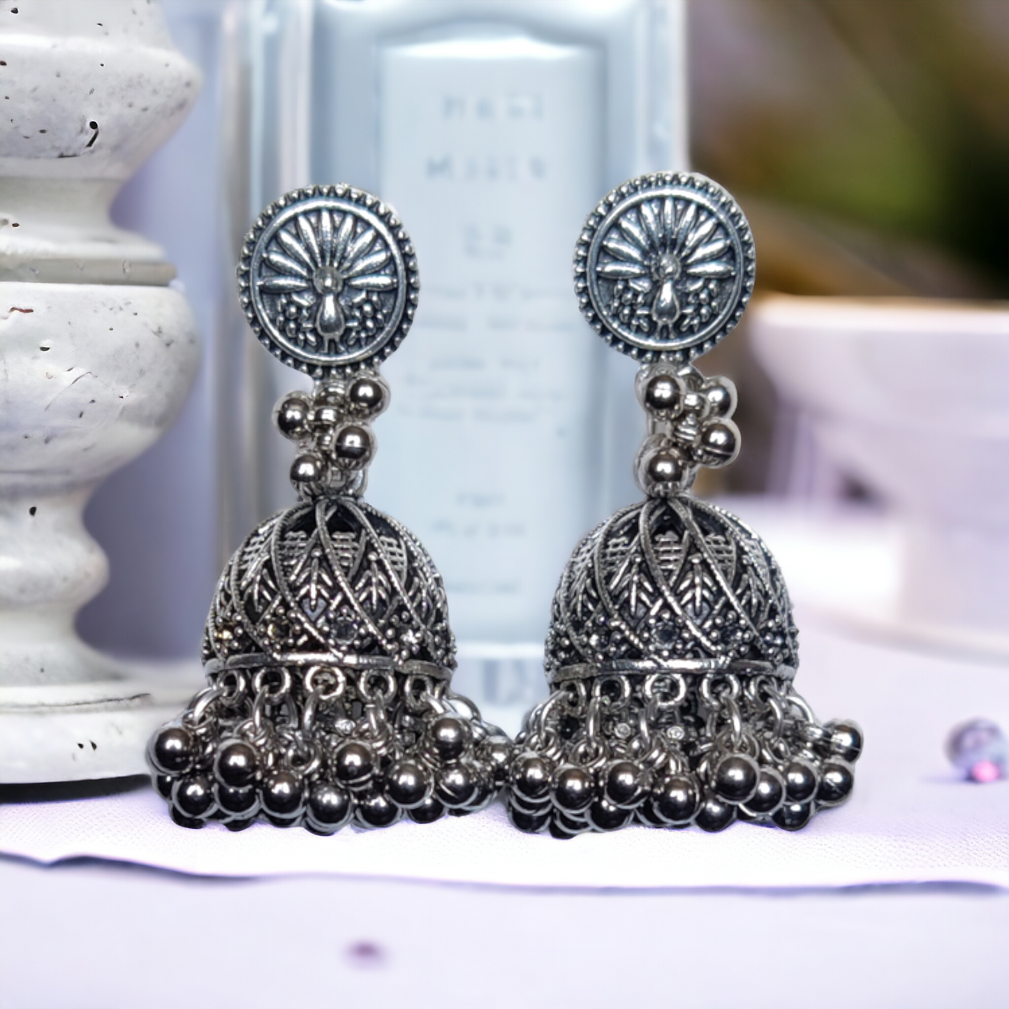 Black Metal Jhumkas - XJ41