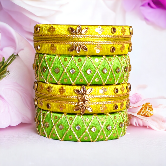 Taasha, handmade bagles, silk thread bangles, handmade bangles, handicrafts