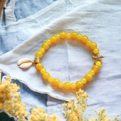Glass Beads Bracelet - Yellow Color Beads