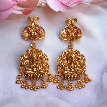 Lakshmi Necklace Set With Golden Beads - Matte Finish TS16