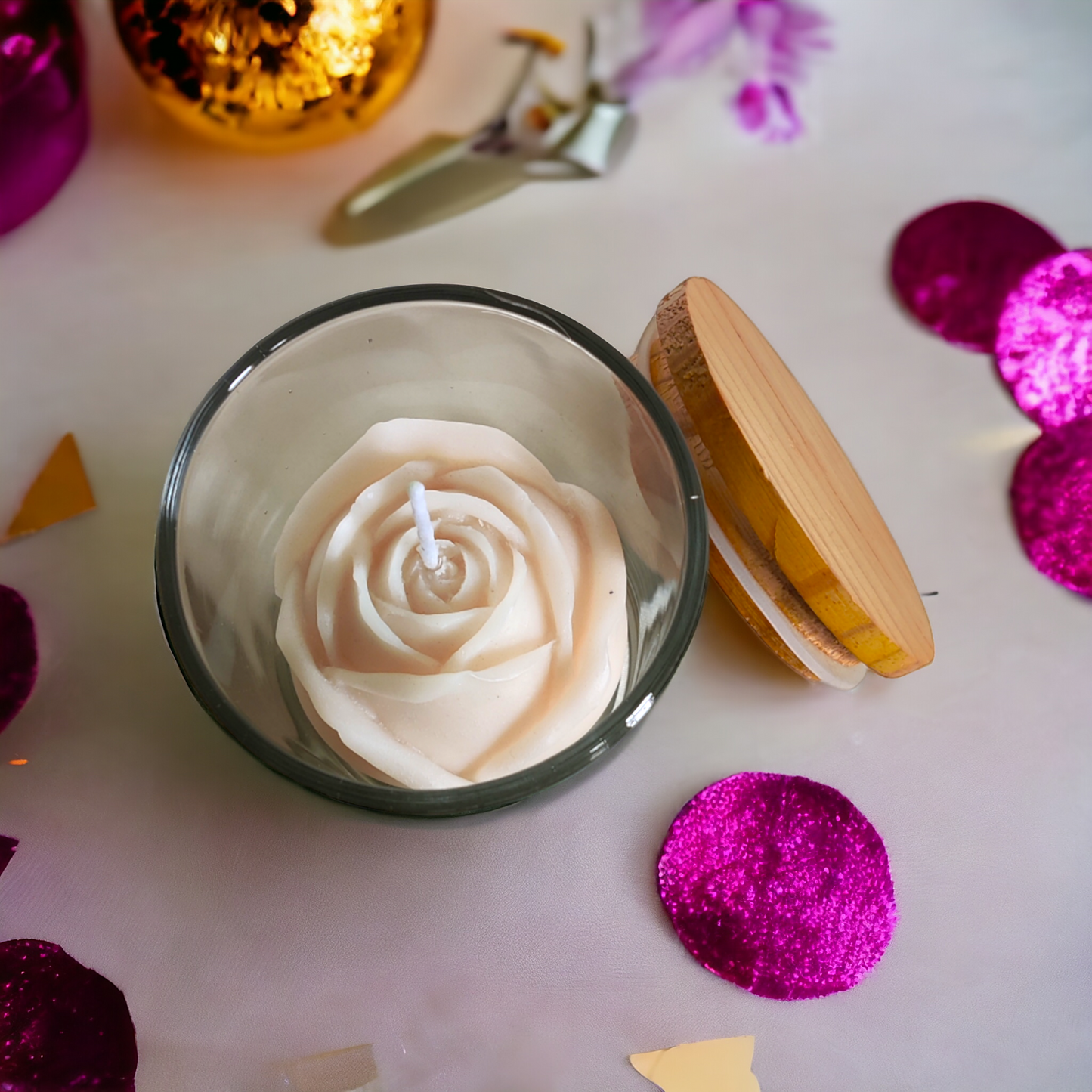 White Rose Candle - Fragrance Rose Aromatic Oil