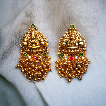 Golden Beads Lakshmi Necklace Set - TS05