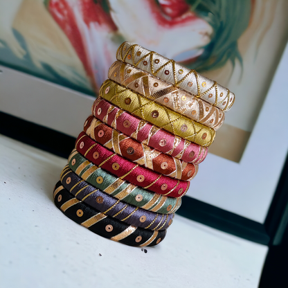 Taasha, handmade bagles, silk thread bangles, handmade bangles, handicrafts