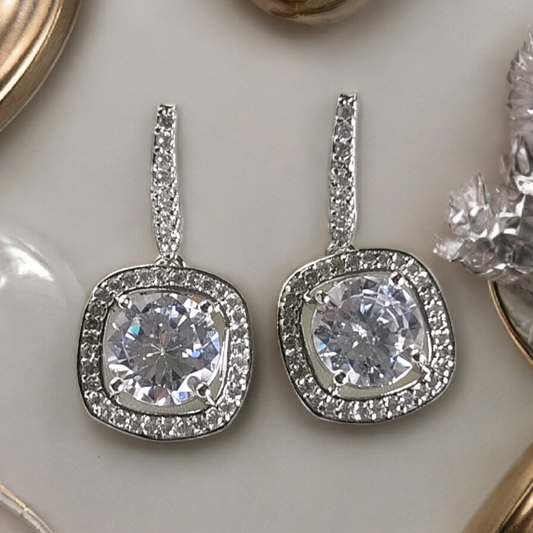 White Stone AD Earrings