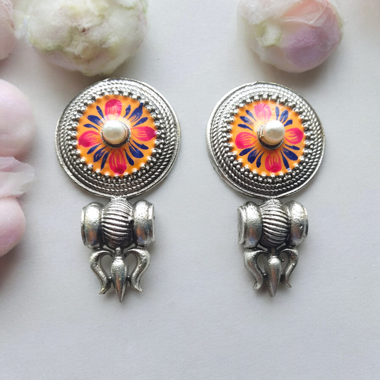 Silver Replica Damaru Earring - XJ64