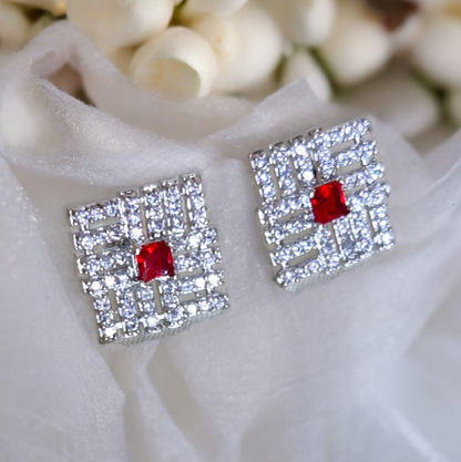 Red Color Stone AD Cute Earrings