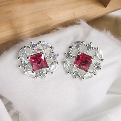 Peach Color Stone AD Cute Earrings