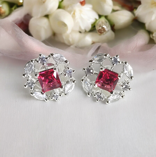 Peach Color Stone AD Cute Earrings