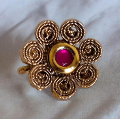 Red Stone Nose Pin