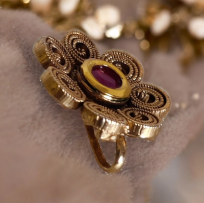 Red Stone Nose Pin
