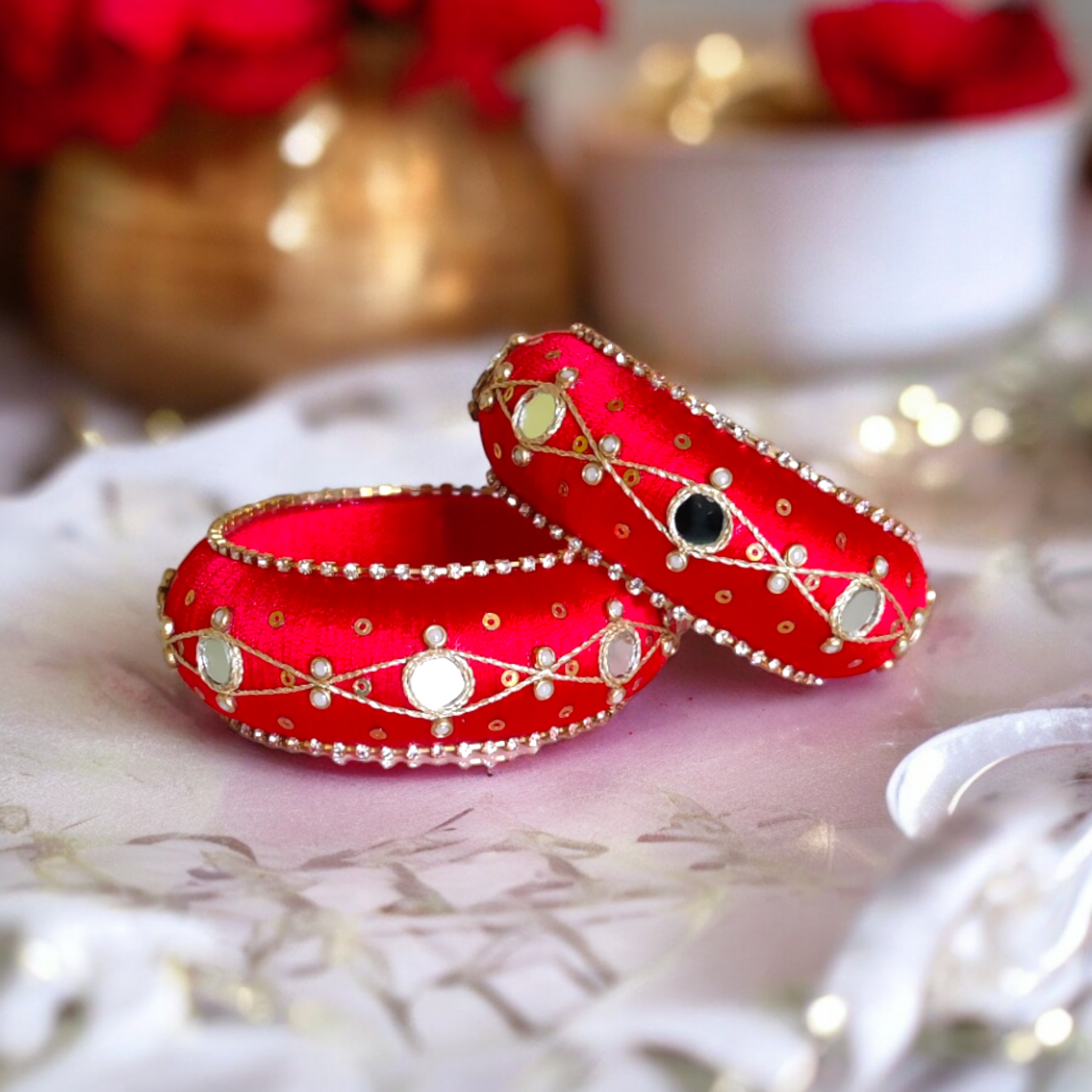 Thread Bangle Red Red Silk Thread Bangles: Adding Elegance and Charm to Every Wrist - Si ...