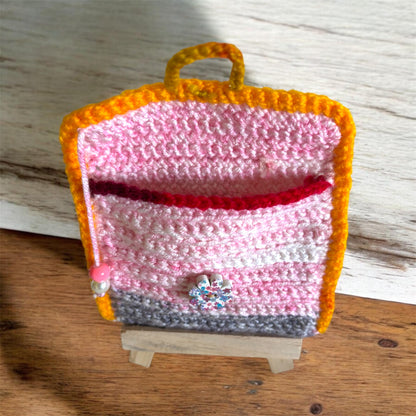 Baby Pink Multi Color Crochet Mini Purse