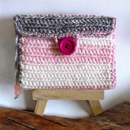 Pinkish White Crochet Mini Purse