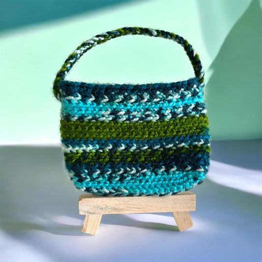 Multi Color - Green Blue White Crochet Mini Bag