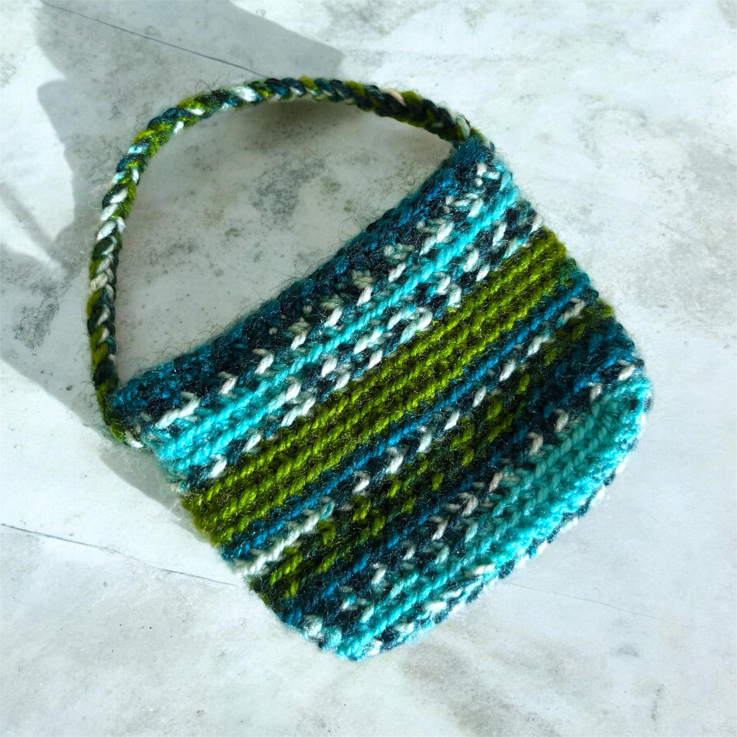 Multi Color - Green Blue White Crochet Mini Bag