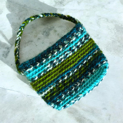 Multi Color - Green Blue White Crochet Mini Bag