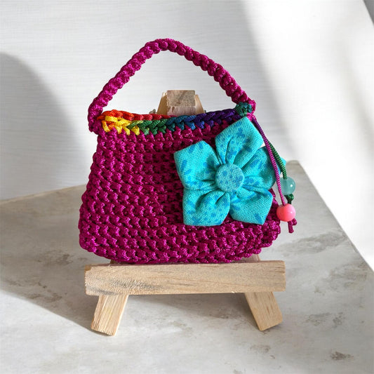 Dark Pink Crochet Mini Bag