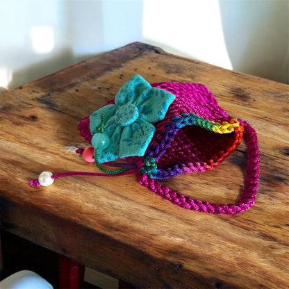 Dark Pink Crochet Mini Bag