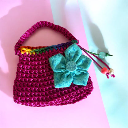 Dark Pink Crochet Mini Bag