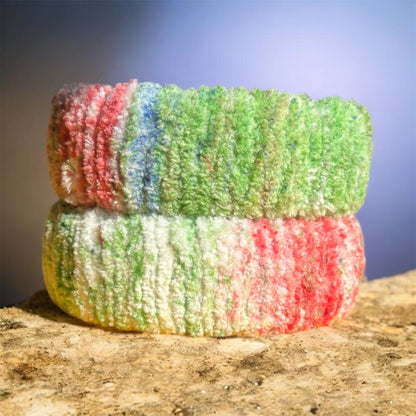 Soft Yarn Bangles - Green Red White Multi Shade