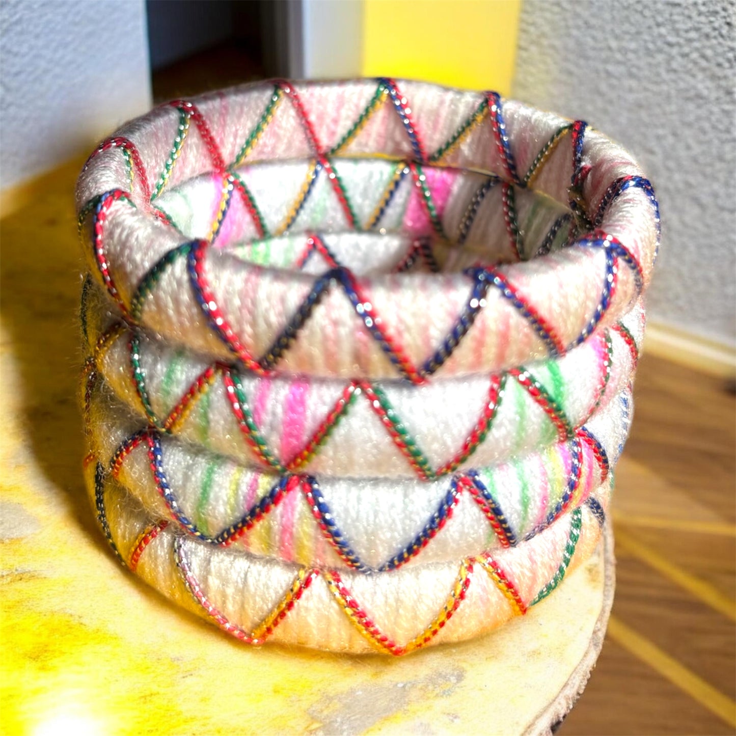 White Cotton Thread Bangles - Size 2.6