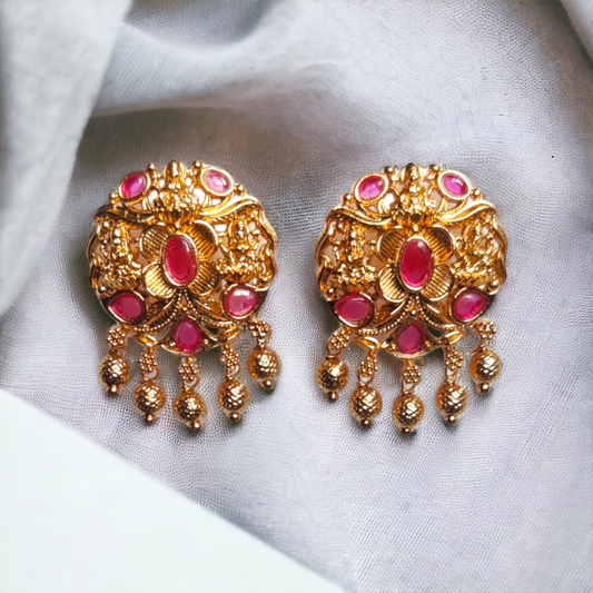 Temple jewellery, ethnic earrings, fashion jewellery, Traditional Earrings, Ganesh Lakshmi Earrings, Jhumka
