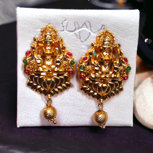 Temple jewellery, ethnic earrings, fashion jewellery, Traditional Earrings, Ganesh Lakshmi Earrings, Jhumka