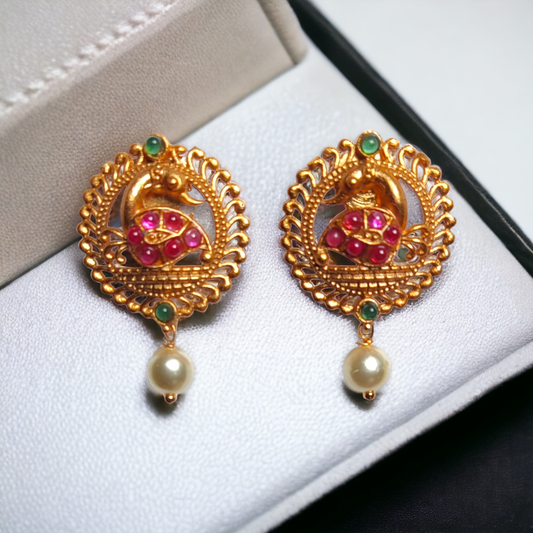 Temple jewellery, ethnic earrings, fashion jewellery, Traditional Earrings, Ganesh Lakshmi Earrings, Jhumka
