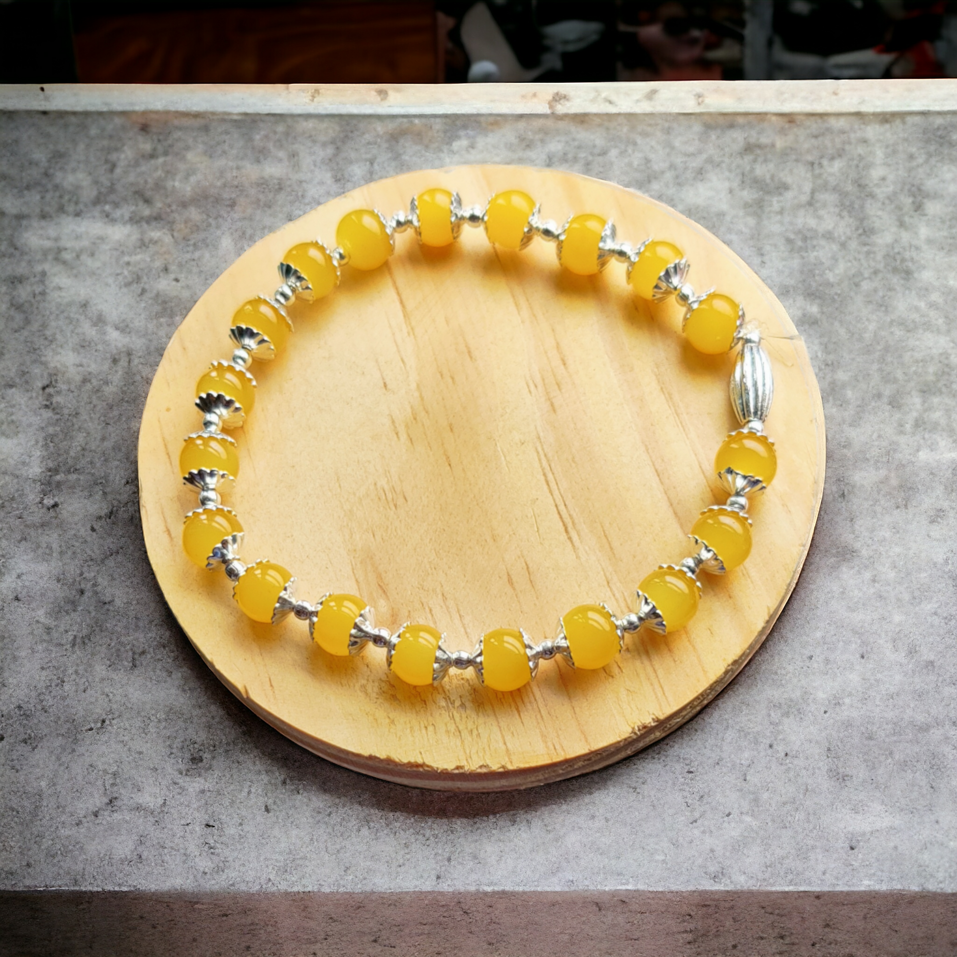 Yellow Glass Beads Bracelet