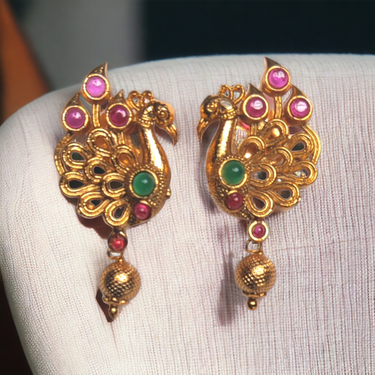 Temple jewellery, ethnic earrings, fashion jewellery, Traditional Earrings, Ganesh Lakshmi Earrings, Jhumka