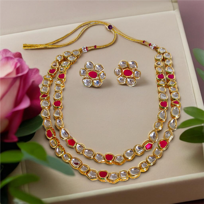 Kundan Polki Layered Necklace - KC12