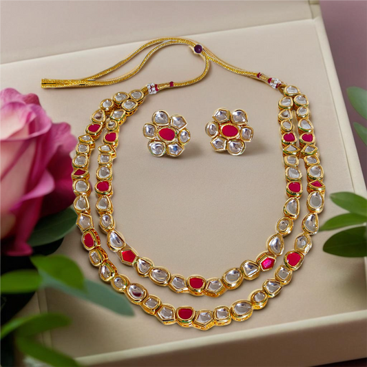 Kundan Polki Layered Necklace - KC12