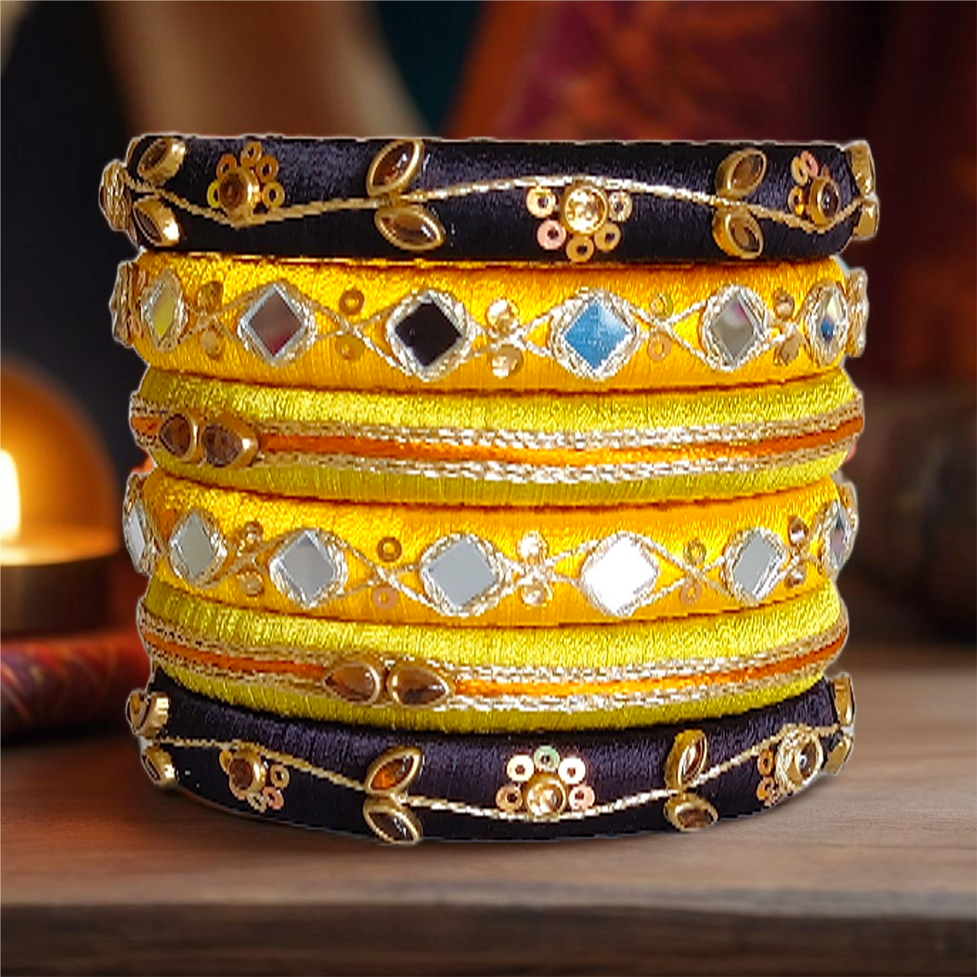 Multi Color Silk Thread Bangle Set SM06 Size – Svila